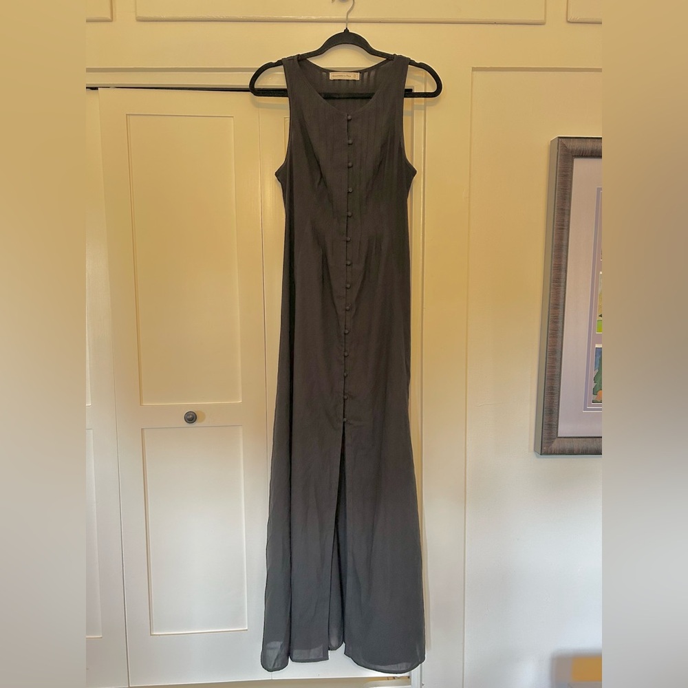 Abercrombie & Fitch Sleeveless Black Maxi Dress with Pleated Bodice and Buttons